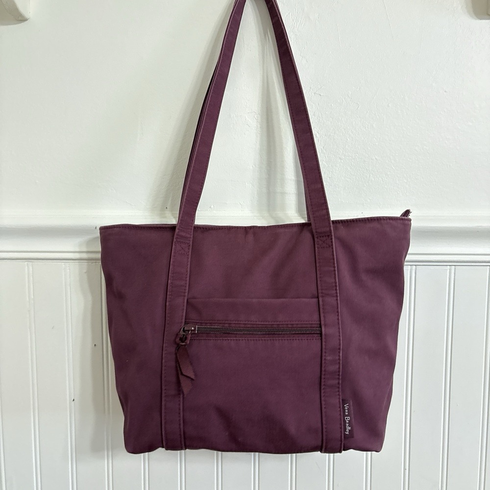 Vera Bradley Small Vera Tote Mulled Wine Burgundy Plum Recycled Cotton Bag